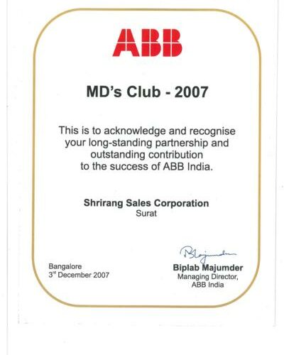 Member ABB MD's Club - Year 2007